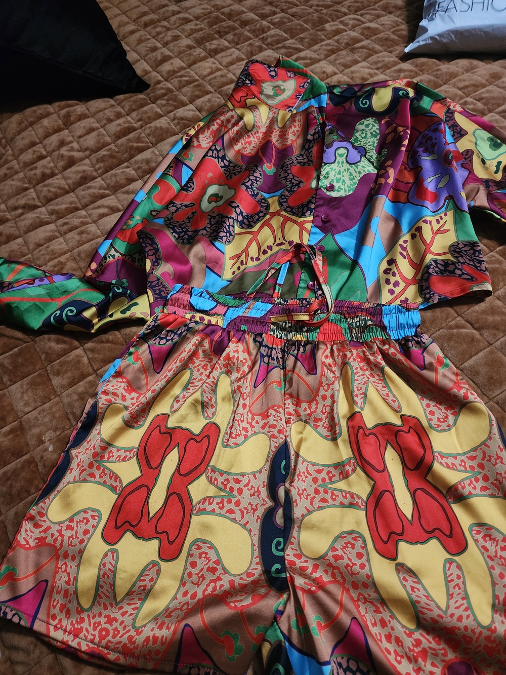 Vibrant Multicolor Crop Top Two-Piece Set